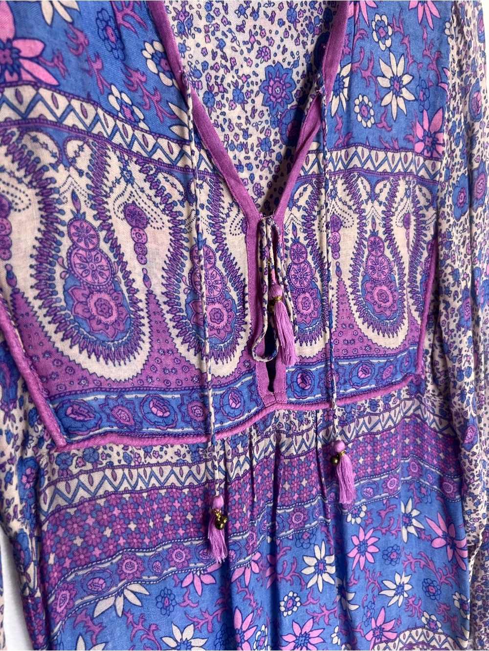 Spell & the Gypsy Boho Blossom Blouse Lavender Purple Paisley Top Sz S - Picture 5 of 9